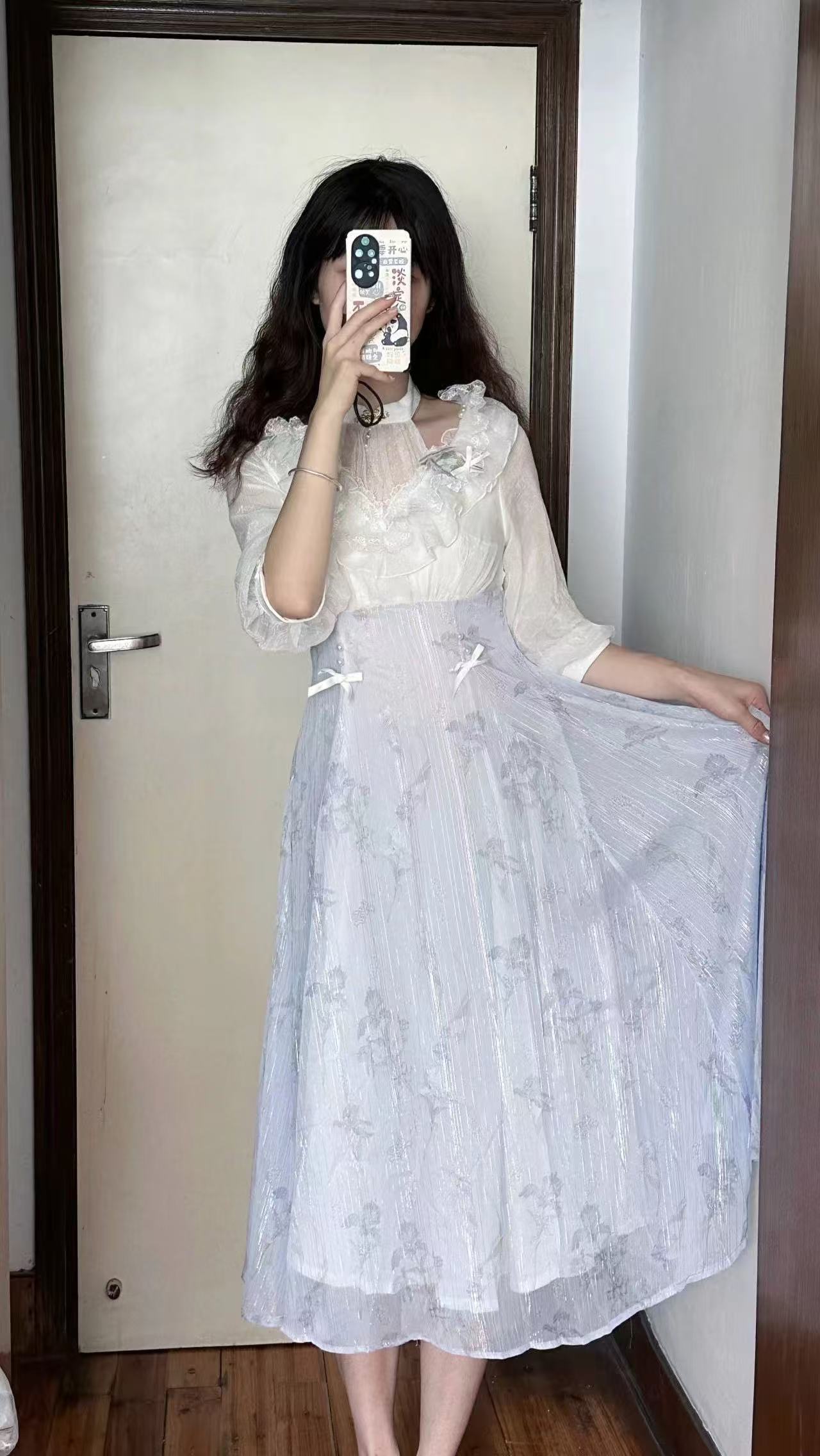 French Vintage Floral Midi Dress - Damen Blumen-Lolita-Kleid Koreanischer Stil 2026 Sommer