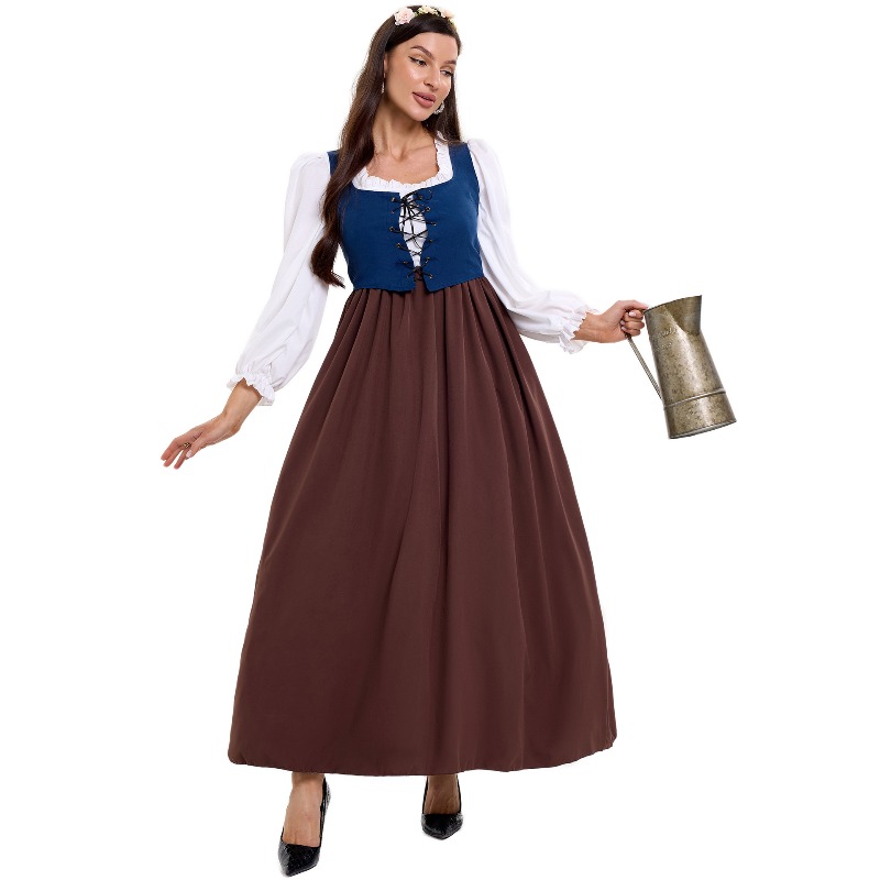 Tops - Damen-Vintage-Bauernkostüm, Oberteil mit quadratischem Ausschnitt und