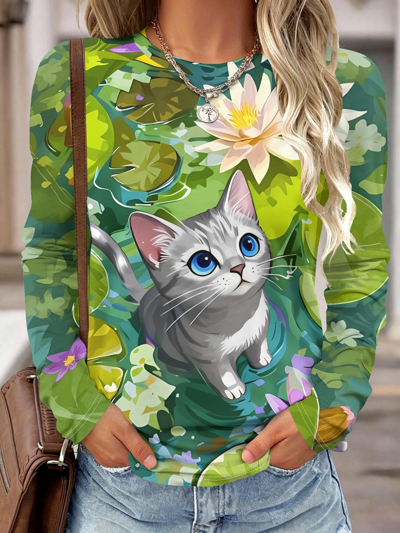 Damen Langarmshirt mit Tasche, – Blouses Bewertung und Preis
