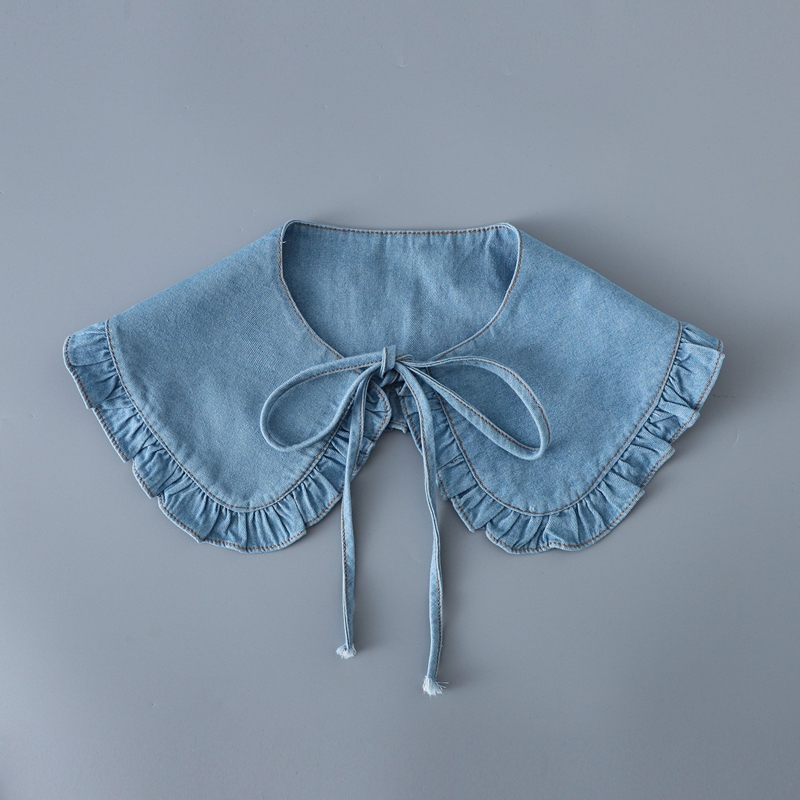 Süßer blauer Jeans-Rüschen-Fal – Blouses Bewertung und Preis
